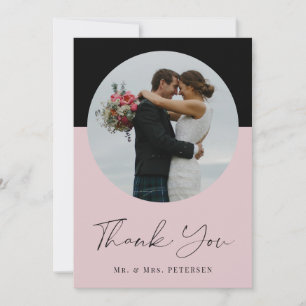 Modern elegant simple script photo wedding thank you card