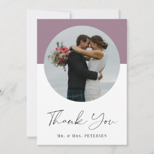 Modern elegant simple script photo wedding thank you card