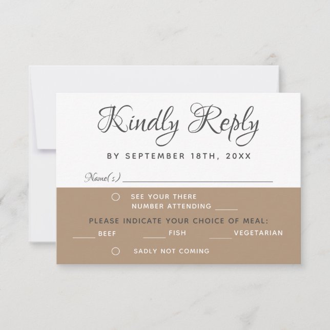 Modern Elegant Simple Script RSVP Menu Choice (Front)