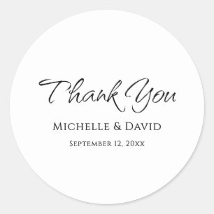 Modern Elegant Simple Script Wedding Thank You Classic Round Sticker