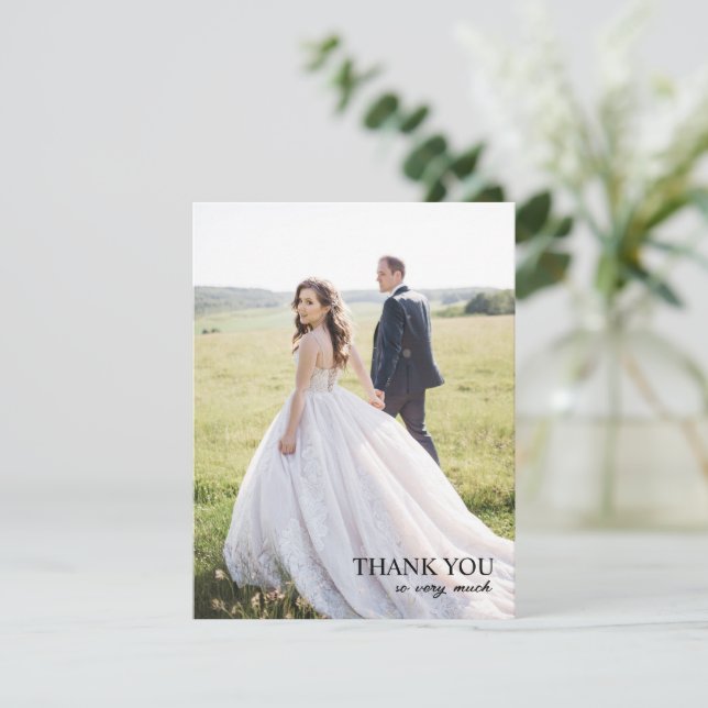 Modern Elegant Simple Script Wedding ThankYou Card (Standing Front)