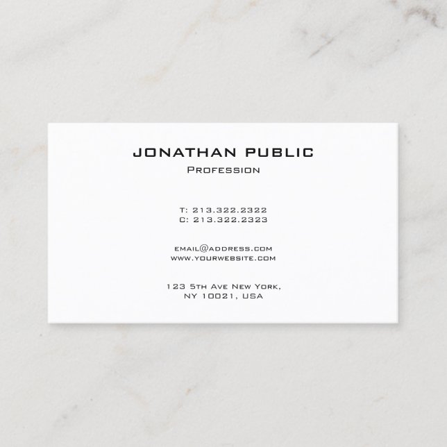 Modern Elegant Simple Template Create Your Own Business Card (Front)