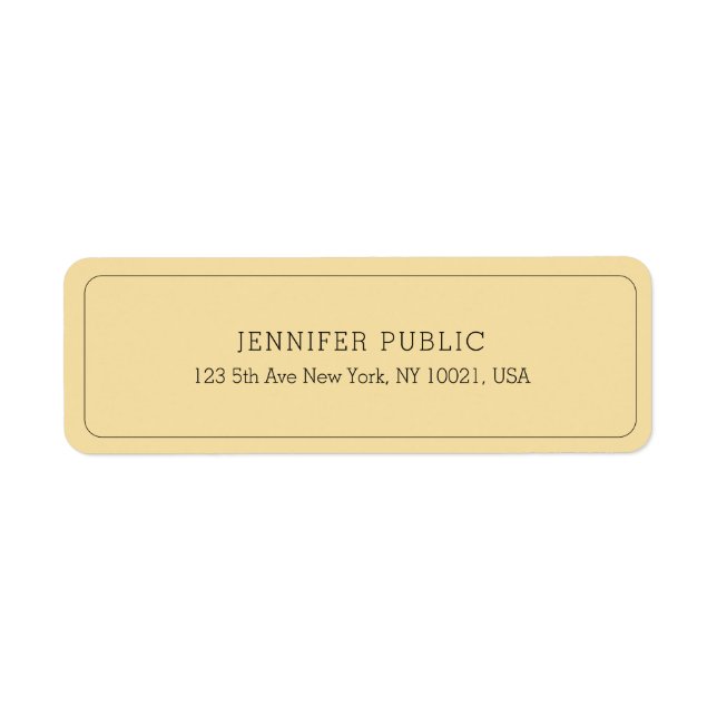 Modern Elegant Simple Template Gold Return Address (Front)