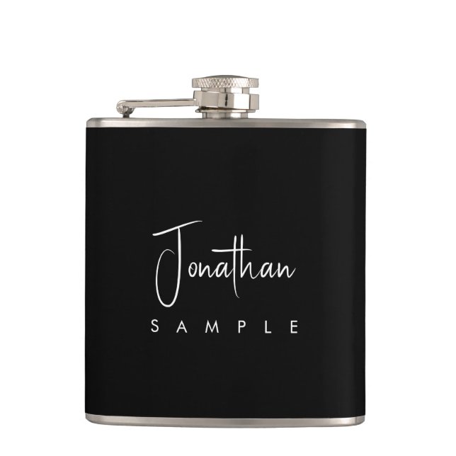 Modern Elegant Simple Template Script Name Best Hip Flask (Front)