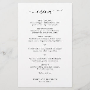 Modern Elegant Simple Wedding Menu