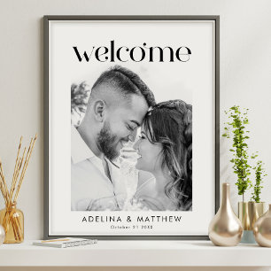 Modern Elegant Simple Wedding Photo Welcome Sign