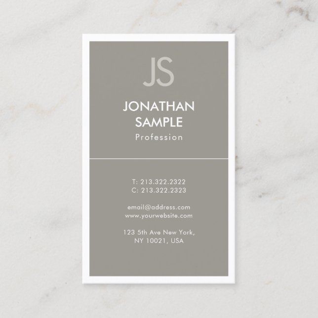 Modern Elegant Sleek Design Trendy Plain Luxury Business Card (Front)