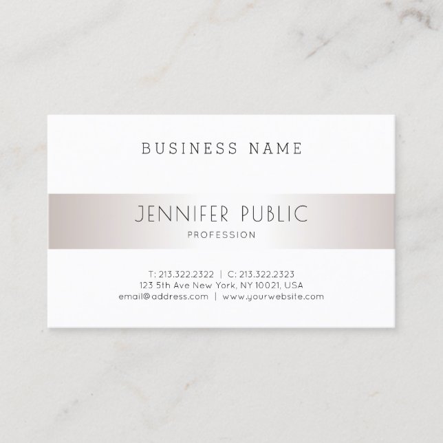 Modern Elegant Sleek Design Trendy Silver Plain Business Card (Front)