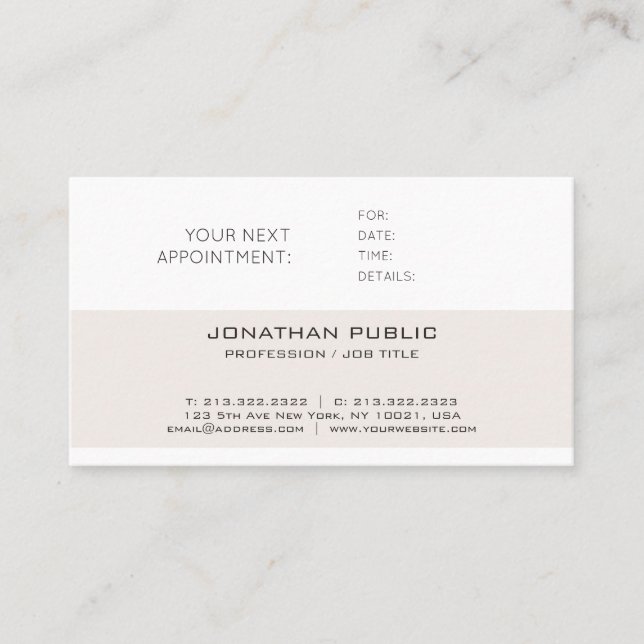 Modern Elegant Sleek Plain Appointment Reminder (Front)