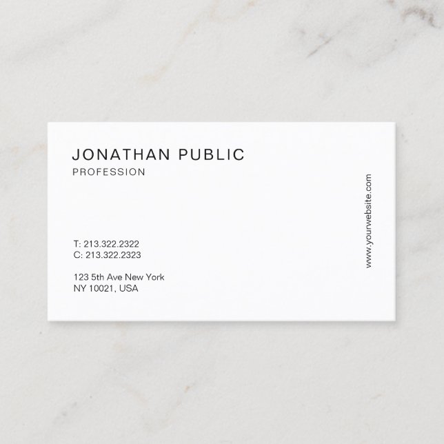 Modern Elegant Smart Professional White Trendy Business Card (Front)