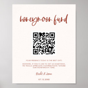 Modern elegant snow pink Honeymoon fund QR code Poster
