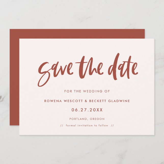 Modern elegant snow pink save the date (Front/Back)