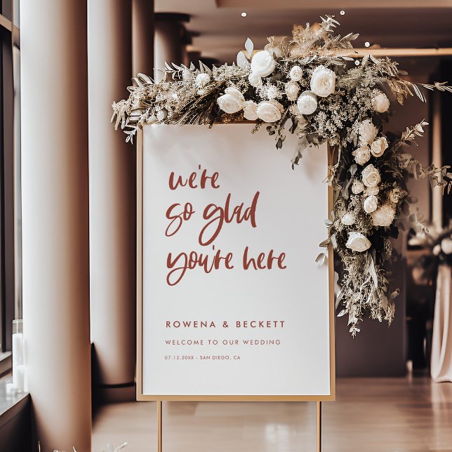 Modern elegant snow pink So glad you're here Poster (Creator Uploaded)