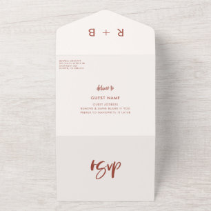 Modern elegant snow pink wedding all in one invitation