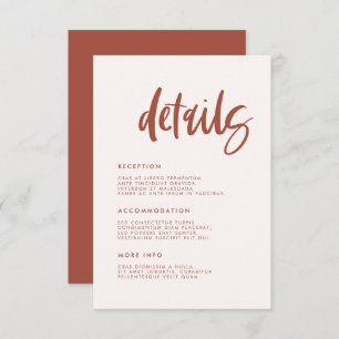 Modern elegant snow pink wedding details enclosure card