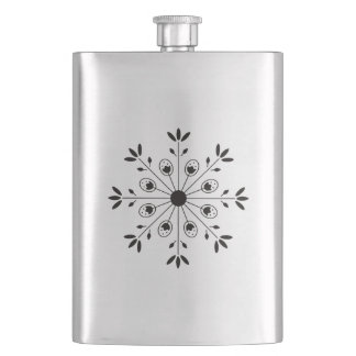 Modern Elegant Snowflake Black Hip Flask