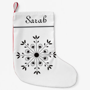 Modern Elegant Snowflake Christmas Custom Template Small Christmas Stocking