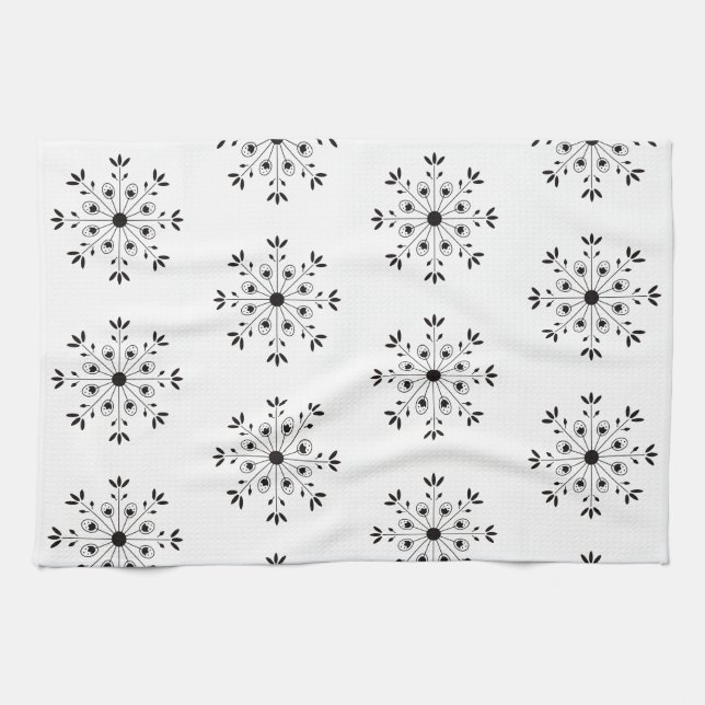 Modern Elegant Snowflake Christmas Simple Tea Towel (Horizontal)