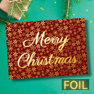 Modern elegant snowflakes Merry Christmas burgundy