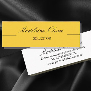 Modern Elegant Solicitor Professional Yellow Mini Business Card