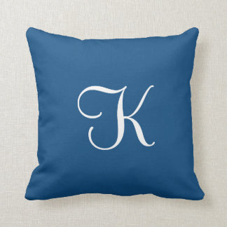 Modern Elegant Solid Classic Blue Custom Monogram Cushion