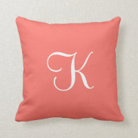 Modern Elegant Solid Coral Pink Custom Monogram