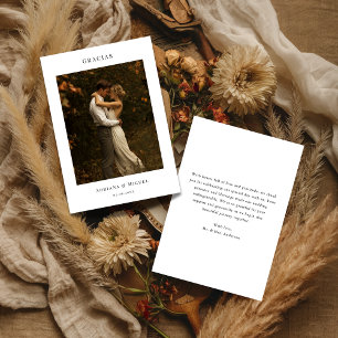 Modern Elegant Spanish Wedding Gracias Photo Thank You Card