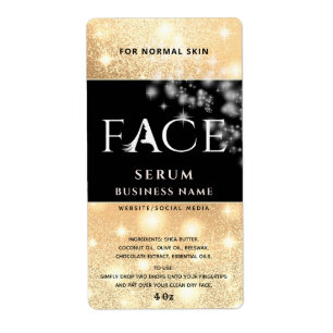 Modern elegant sparkle FACE serum label