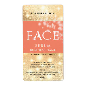 Modern elegant sparkle FACE serum label