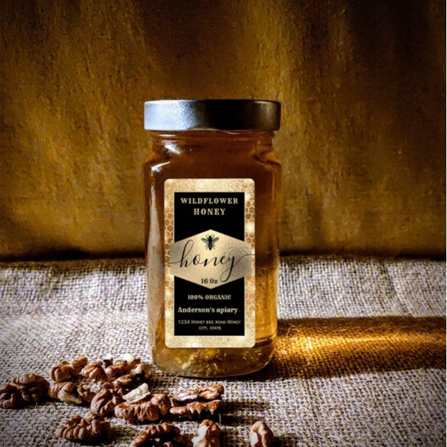 Modern elegant sparkle gold bee  script honey  (Creator Uploaded)