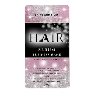 Modern elegant  sparkle  HAIR serum label