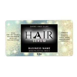Modern elegant sparkle HAIR serum label
