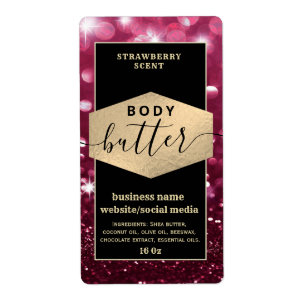 Modern elegant sparkle script body butter label