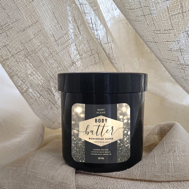 Modern elegant sparkle script body butter label (Creator Uploaded)