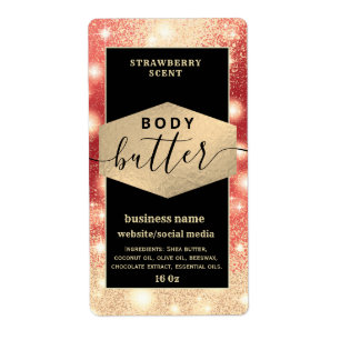 Modern elegant sparkle script body butter label