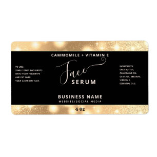 Modern elegant sparkle script face serum label