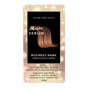 Modern elegant sparkle script hair serum label