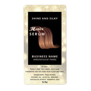 Modern elegant  sparkle script hair serum label