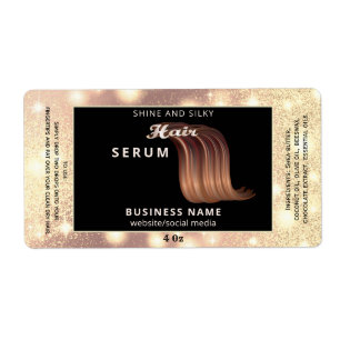Modern elegant sparkle script hair serum label