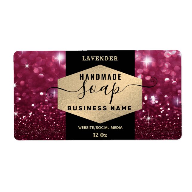 Modern elegant sparkle script soap label (Front)