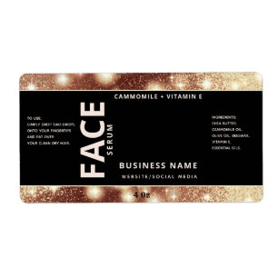 Modern elegant sparkle simple face serum label