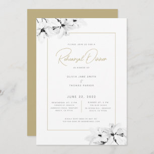 Modern Elegant Spring Magnolias Rehearsal Dinner Invitation