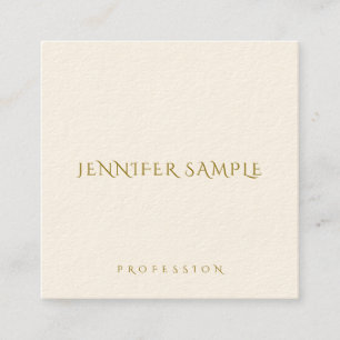 Modern Elegant Square Simple Template Gold Text Square Business Card