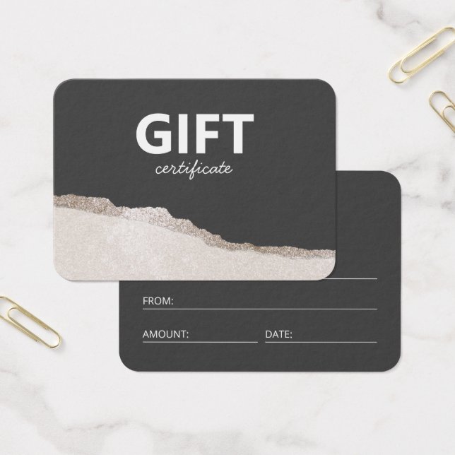 Modern Elegant Stone Gray Agate Gift Certificate (Office)