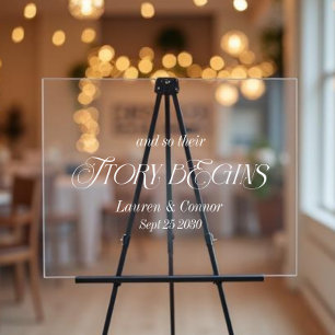 Modern Elegant Story Begins Wedding Welcome Acrylic Sign