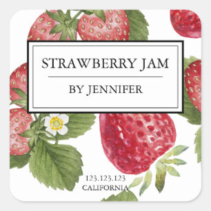 Modern Elegant Strawberry Jam Label