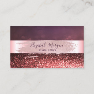 Modern Elegant Stripe, Brush Stroke Glitter Bokeh Business Card