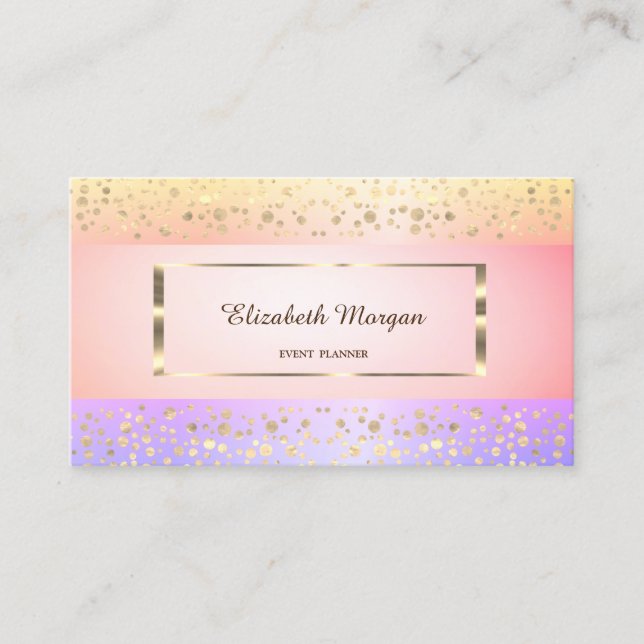 Modern Elegant,Stripe,Confetti, Frame Business Card (Front)