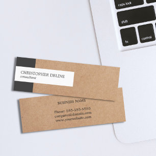 Modern Elegant Stripe Kraft Paper Consultant Mini Business Card
