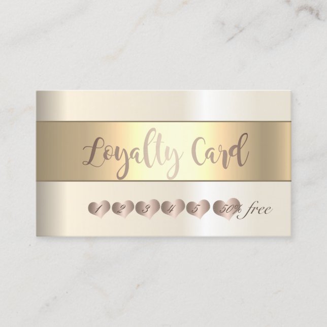 Modern Elegant,Stripe Luminous,Hearts Loyalty Card (Front)